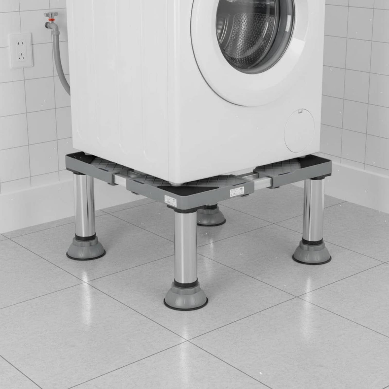 Soporte Elevable Antivibración Ajustable Ajustable en Nivelación Base Antideslizante Protección del Suelo, Pies De Elefante De Acero Inoxidable Elevados Altura Total 15-18cm Tubo Doble