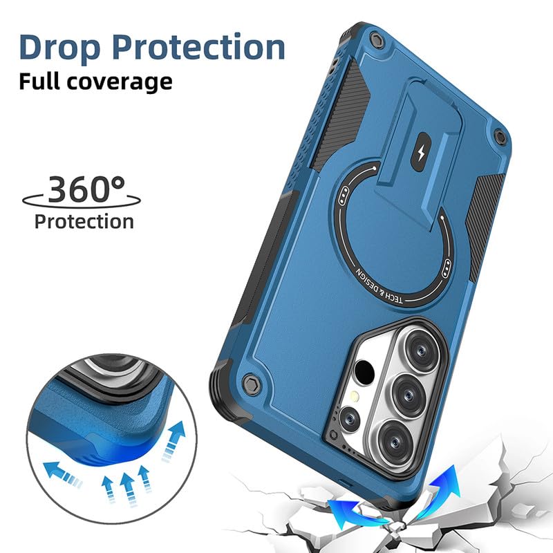 Image of US LITE Back Cover for Samsung Galaxy S26 Ultra with Portable Kickstand | MagSafe Compatible Magnetic Case | Shockproof Military Grade Protection | Extreme Protection Phone Cover - Blue
