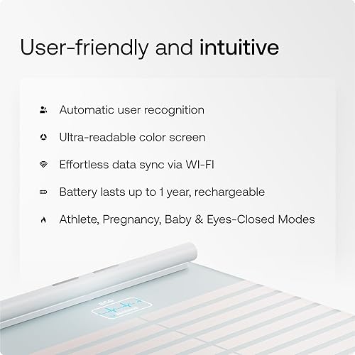 Miniatura 6 de WITHINGS Body Scan - Báscula inteligente con análisis de composición corporal segmentaria, básculas de pesaje peso corporal y edad vascular, grasa
