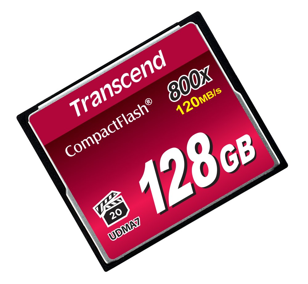 Transcend 128GB CompactFlash 800 Speicherkarte, bis zu 120/60 MB/s, unterstützt Ultra DMA 7 (UDMA7), ideal für Full HD & 3D Video - TS128GCF800