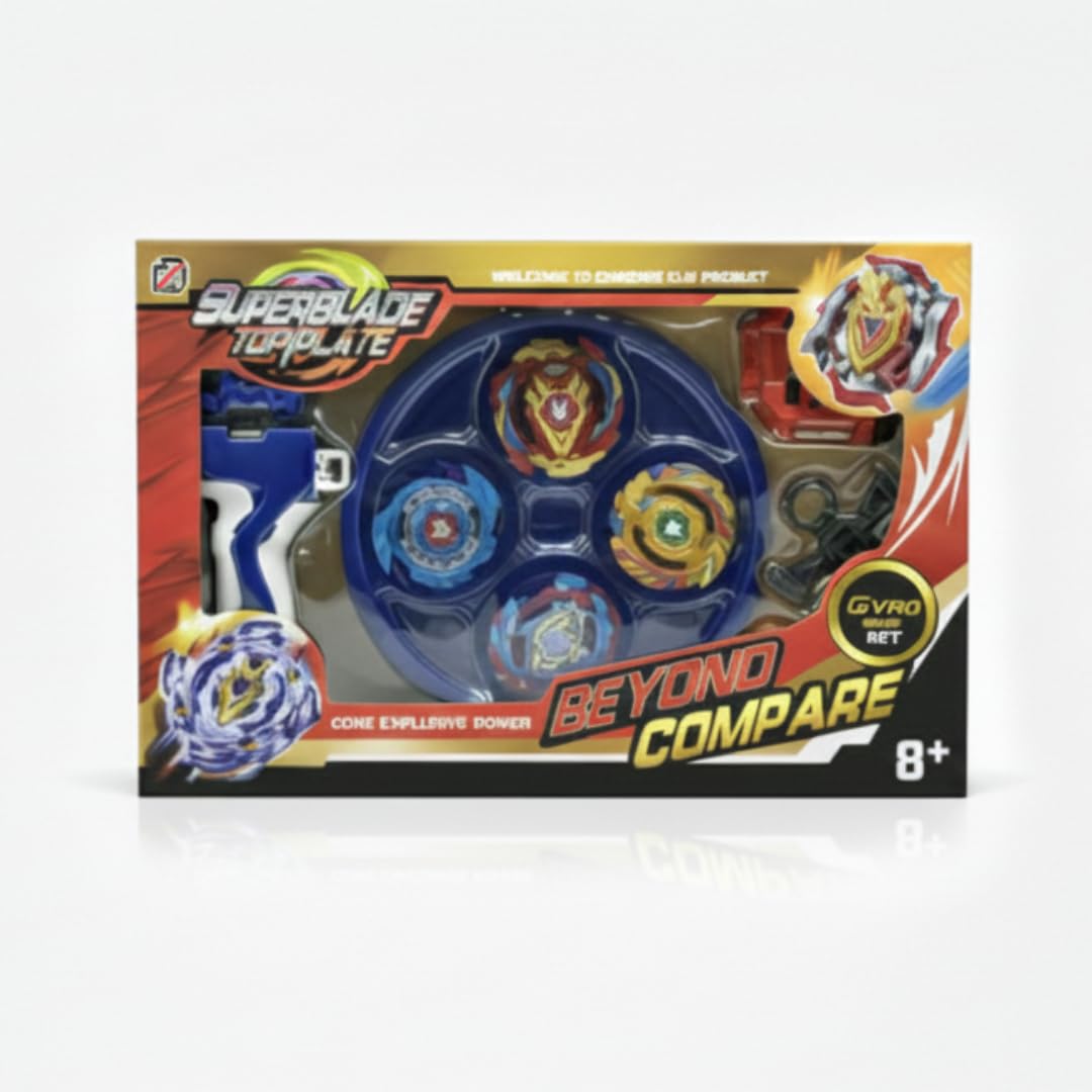 Buy WildCard India Gyro Burst Battle Evolution Metal Fusion Attack Set with  4D Launcher Grip and Arena | Easy to Assemble | Great Gift Idea (Pack of 4)  Online at Low Prices