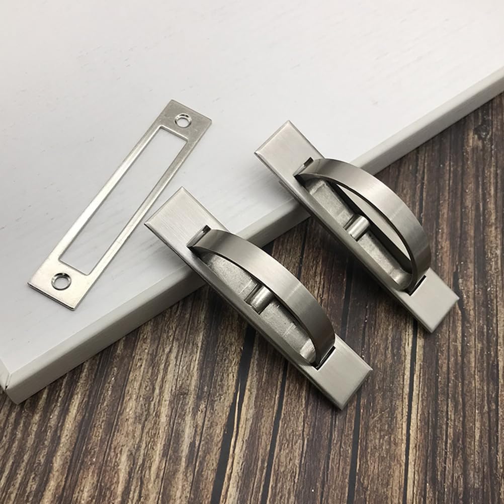Hemoton 2pcs Invisible Handle Pulls for Cabinet and Drawer Concealed Grip Design Modern Silver Finish for Wardrobe and Home Use