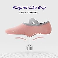 Vista 2 de Calcetines de pilates para mujer, calcetines de yoga con agarres, parte superior abierta, antideslizantes, para barras, ballet, entrenamiento