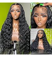 ZLIKE 30inch Water Wave 13x6 HD Curly Frontal Wigs Wet and Wavy Human Hair Transparent Lace Front...