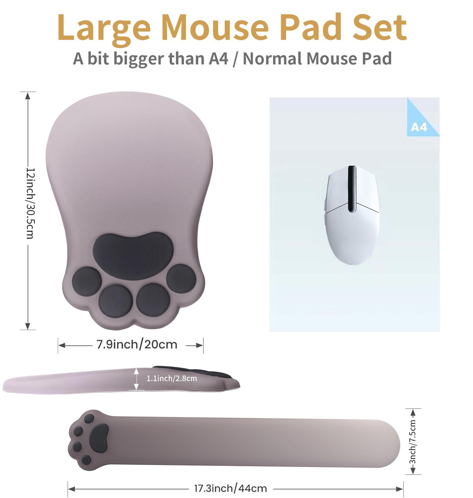 L-SPOUTTO Alfombrilla ergonómica para mouse con reposamuñecas y reposamuñecas para teclado, bonita y cómoda alfombrilla de mouse para computadora, alfombrilla de mouse para aliviar el dolor con base