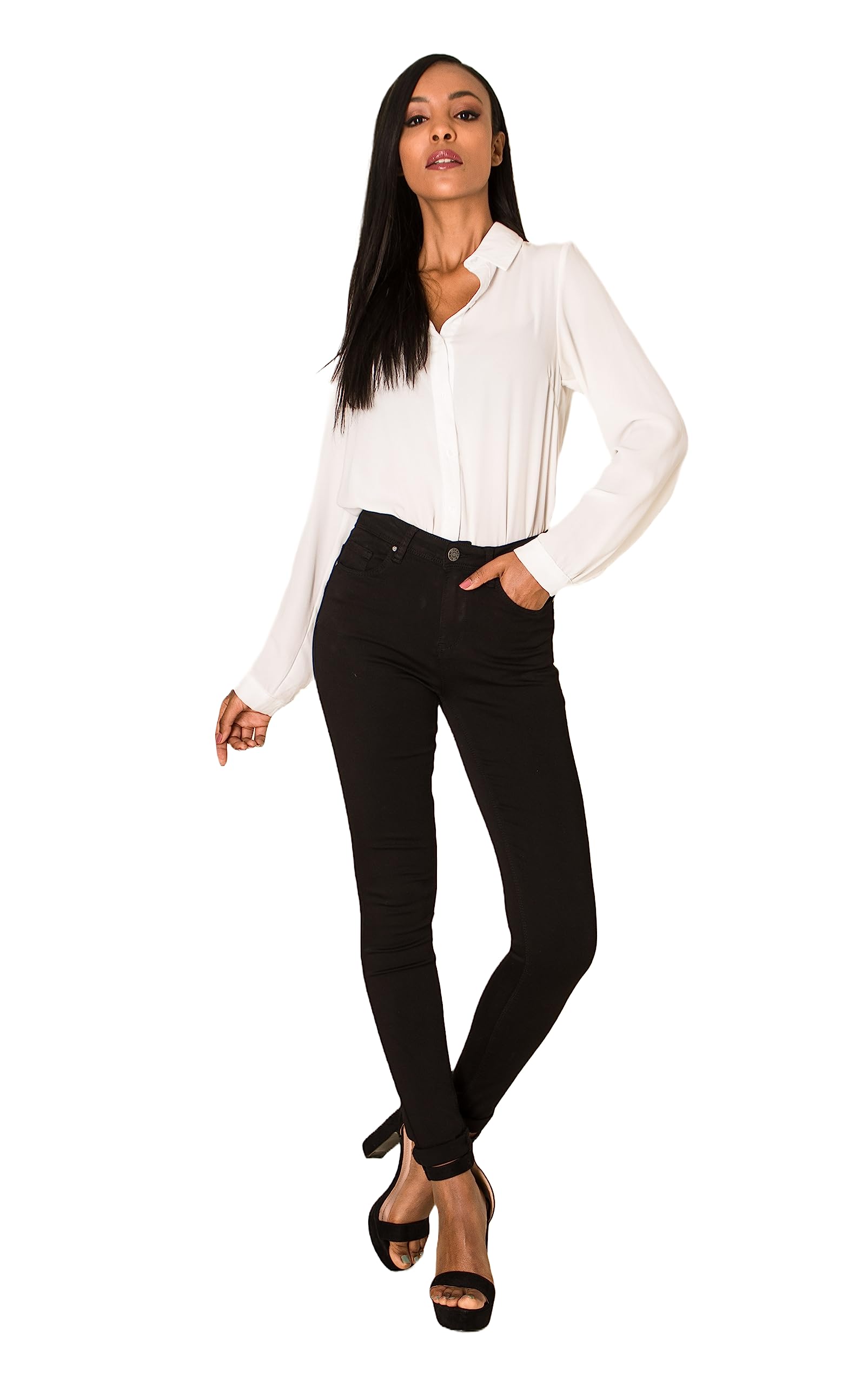 Nina Carter P106 Damen Jeanshosen Slim Fit Push-Up Skinny Jeans Mid-High Waist