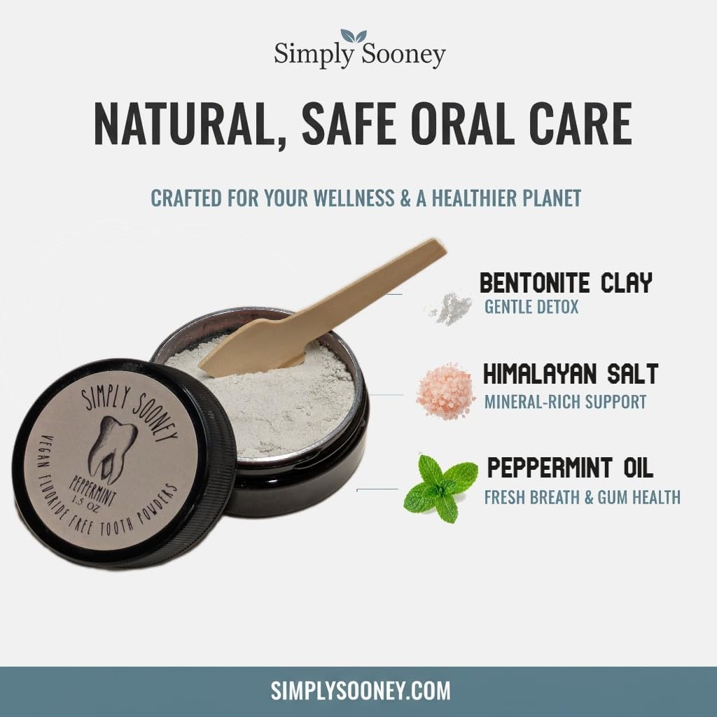 Simply Sooney Fluoride Free Remineralizing Toothpaste Powder I Vegan I Gluten Free I Organic Peppermint Essential Oil 1.5oz - Image 8