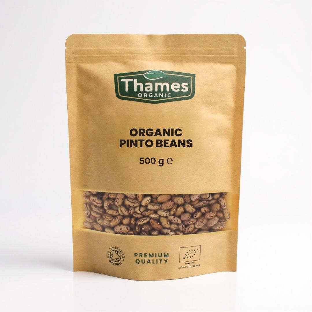 Organic Pinto Beans 500g - High in Protein and Fiber, No Additives, No Preservatives, Non-GMO, Vegan - Perfect for Soups, Stews, Salads, and Mexican Dishes - Thames Organic