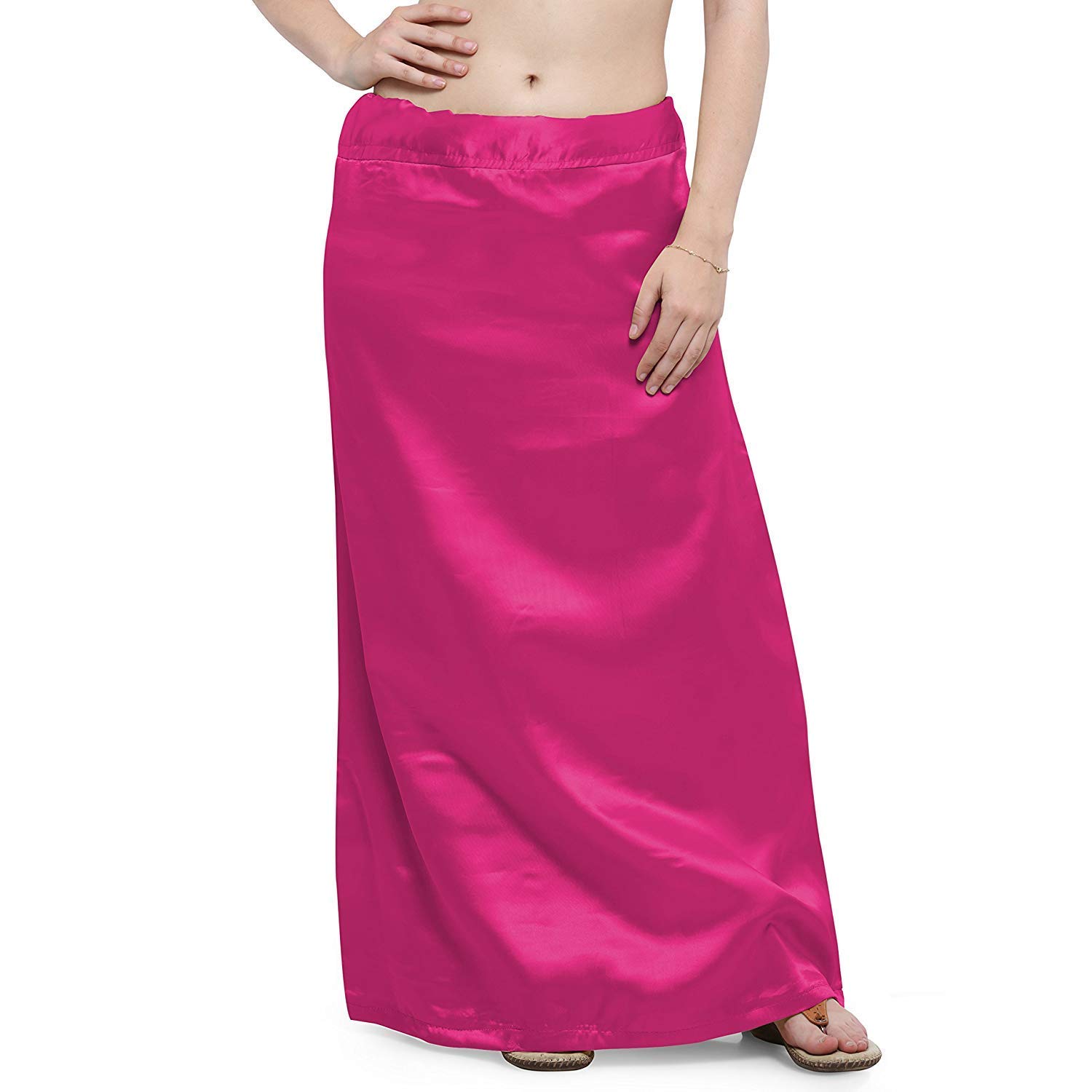 (Free Size Satin Petticoat for Women’s Sarees Readymade Petticoat Stretchable Adjustable Body Shaper Underskirt Indian Lining Shaper-image-48