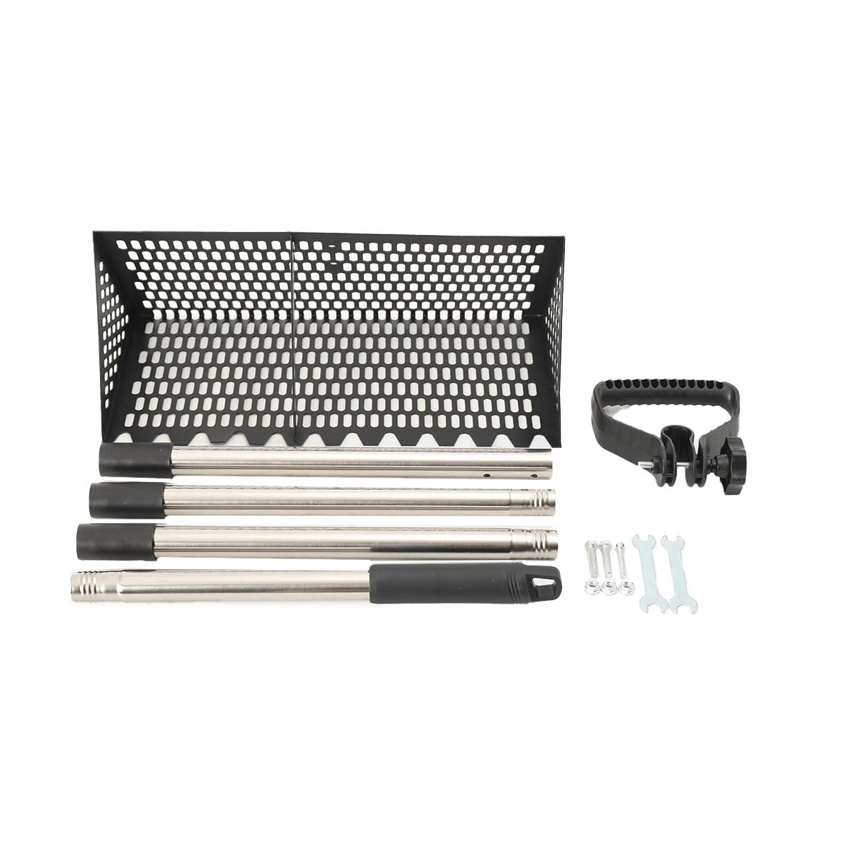 Râteau de plage,Râteau à puces de sable, pelle à sable de plage en acier inoxydable avec large panier, râteau à long manche détachable pour peigner la plage, tamiser le sable et chasse au, Noir
