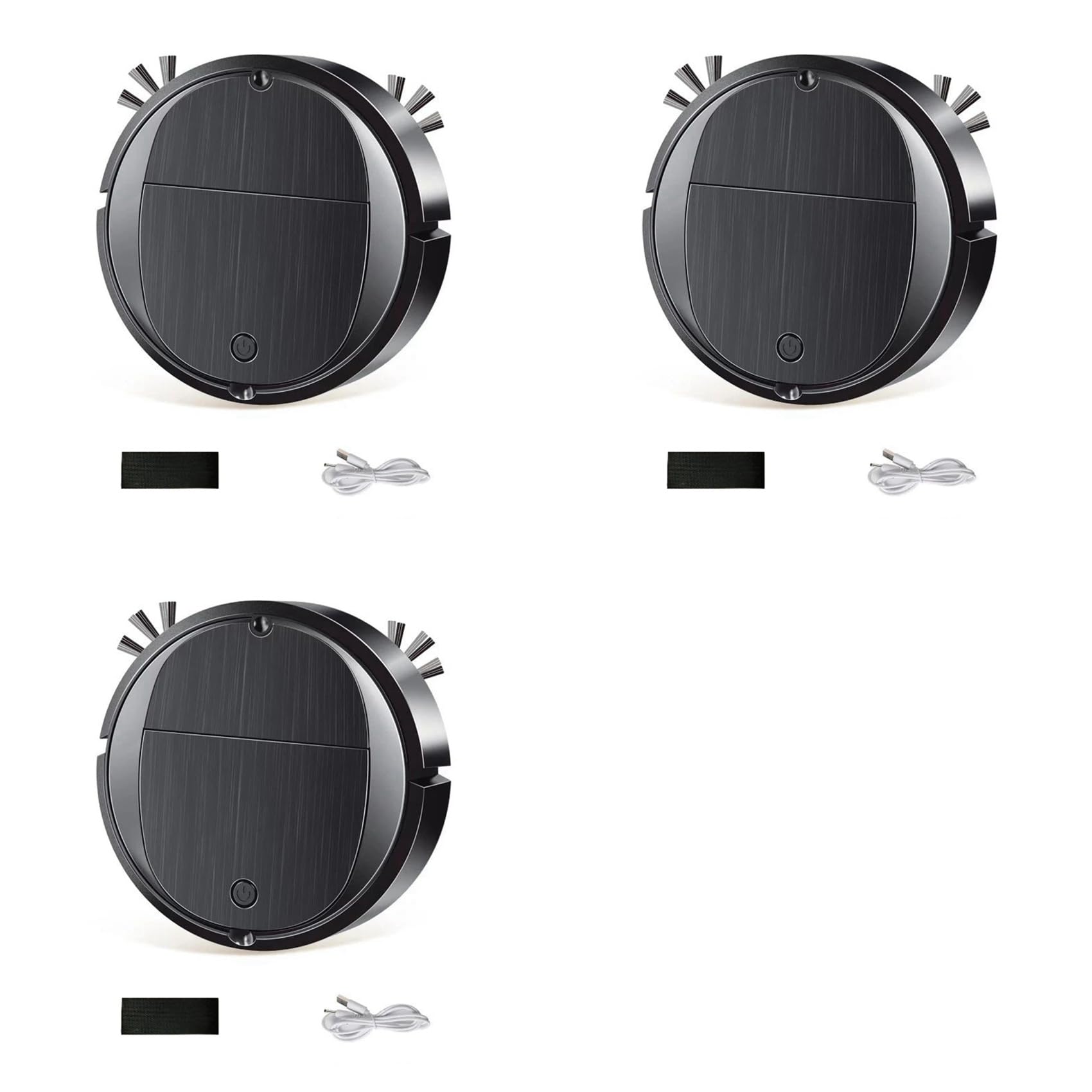 Hndhbfgrt 3X Automatic Sweeping Robot Portable Mini Home Robotic Vacuum Cleaner USB Rechargeable Wet Dry Sweeping Machine Black