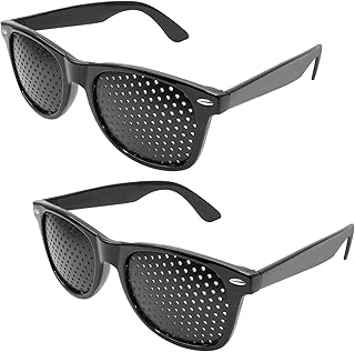 2 Unidades: Gafas Originales de Estimulación Visual - Diseño en Rejilla Negra con Brazos Plegables, Lentes Perforados pa...