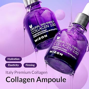 MIZON Marine Collagen 100 Ampoule Serum with Collagen Peptide for Firming Skin Wrinkles Hydrating Anti Aging with Adenosine Panthenol & Centella (1.01 fl oz)