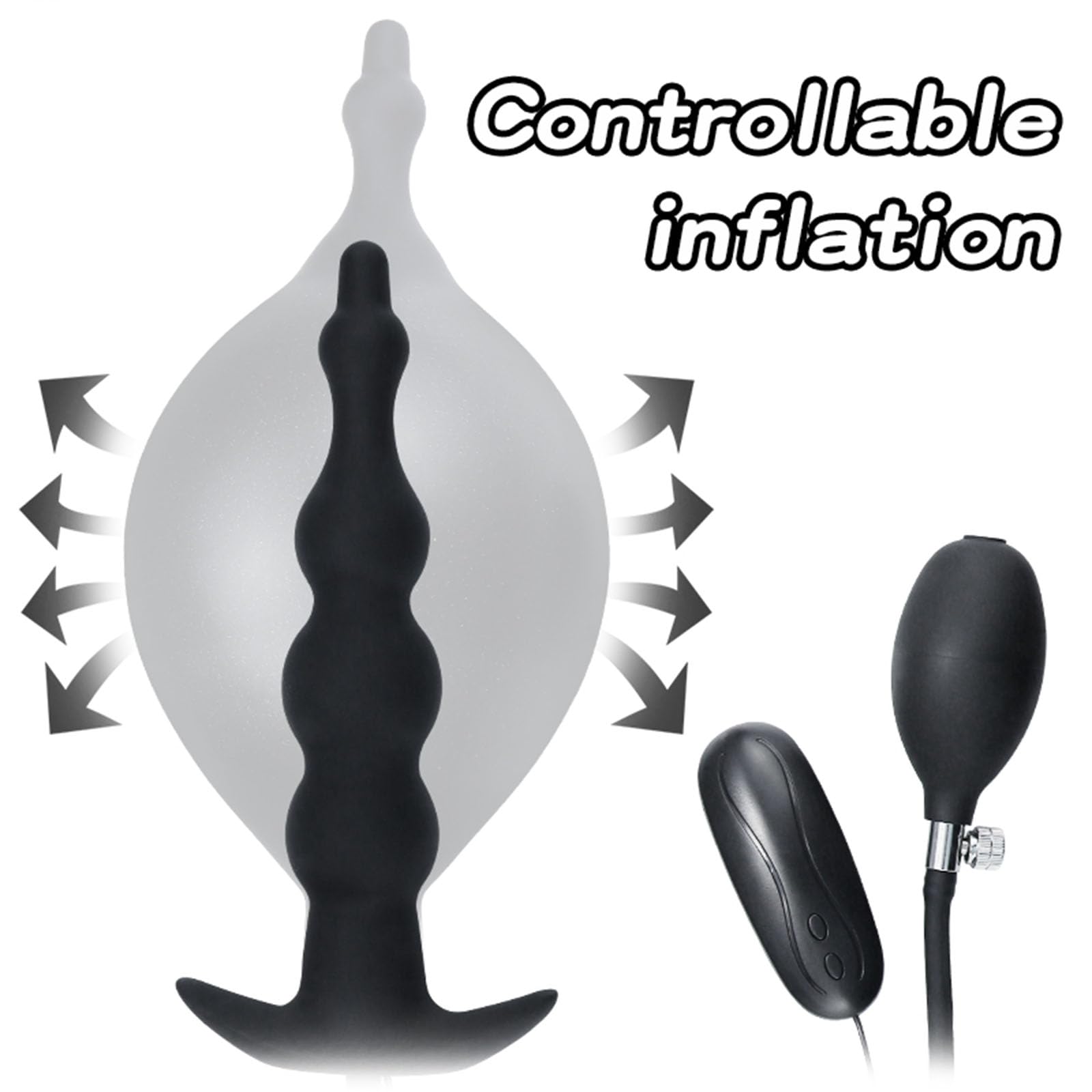 AMAZBEE Plug Anal Vibrador Hinchable de Silicona con Bomba 12 Patrones de Vibración Masturbador Femenino Bolas Anales Separador Anal SM Juguetes Sexuales Para Mujeres Hombres Parejas