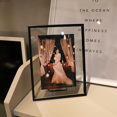 Miniatura 7 de Marco de fotos flotante negro (2 unidades, vertical, 6 x 8 pulgadas), para tamaños de fotos (5 x 7, 4 x 6, 3.5 x 5), marco de fotos ajustable para