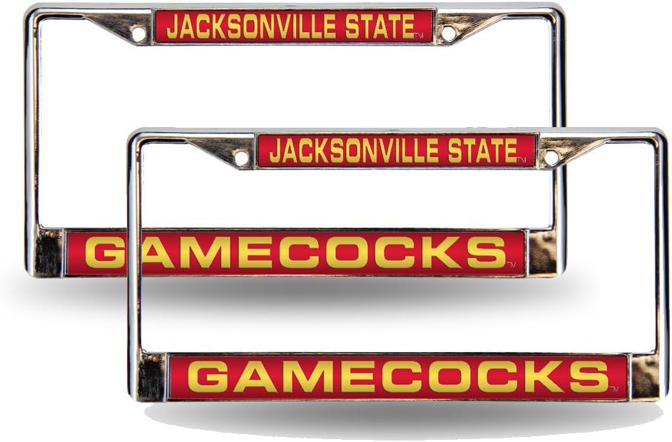 Jacksonville State Gamecocks Chrome Metal (Set of 2) Laser Cut License Plate Frames