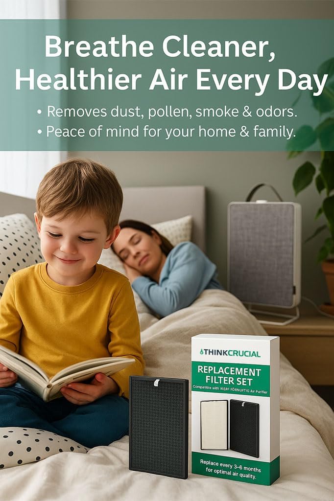 Think Crucial Replacement Filter Set – Compatible with IKEA® FÖRNUFTIG Air Purifier (Replaces Article #10461944 & #40487283) – 1 Particle Filter + 1 Carbon Layer – Easy to Install