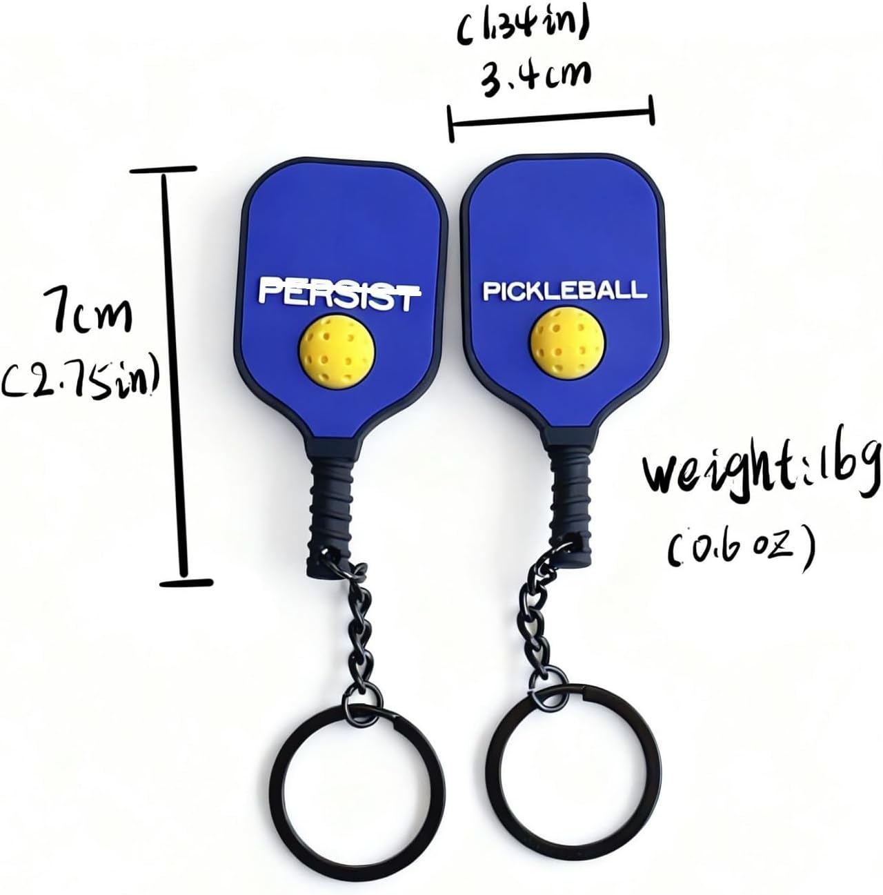 Pickleball Paddle Keychain Set, Silicone Pickleball Keychains with Key Rings, Cute Sport Keychains