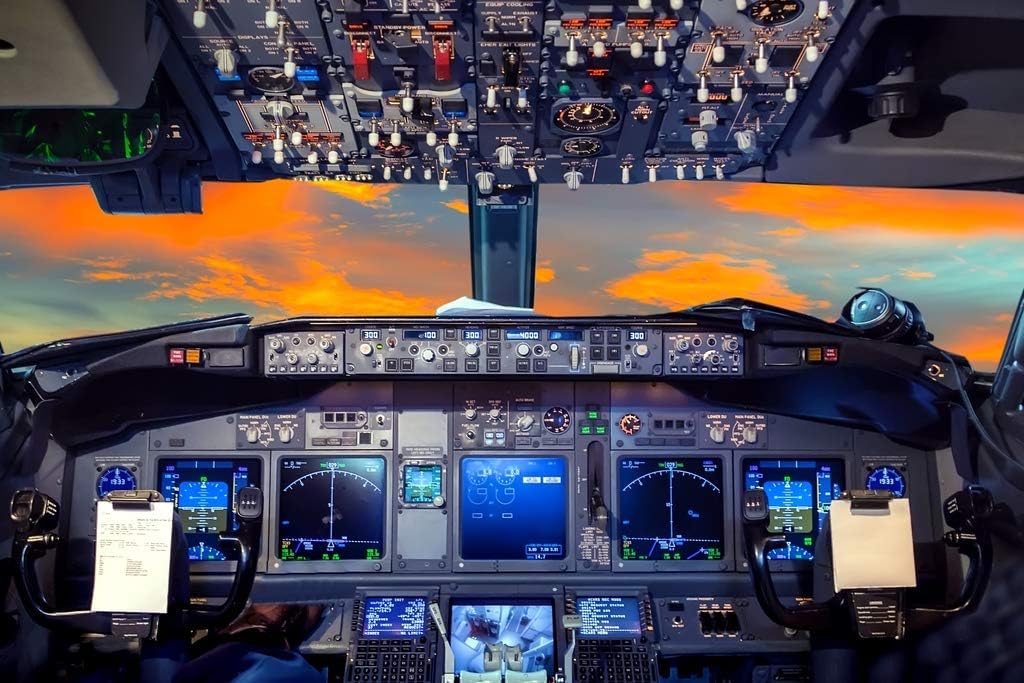 Cockpit Flight Deck Cessna Airplane at Sunset Photo Photograph Cool Wall Art Print Poster 36x24