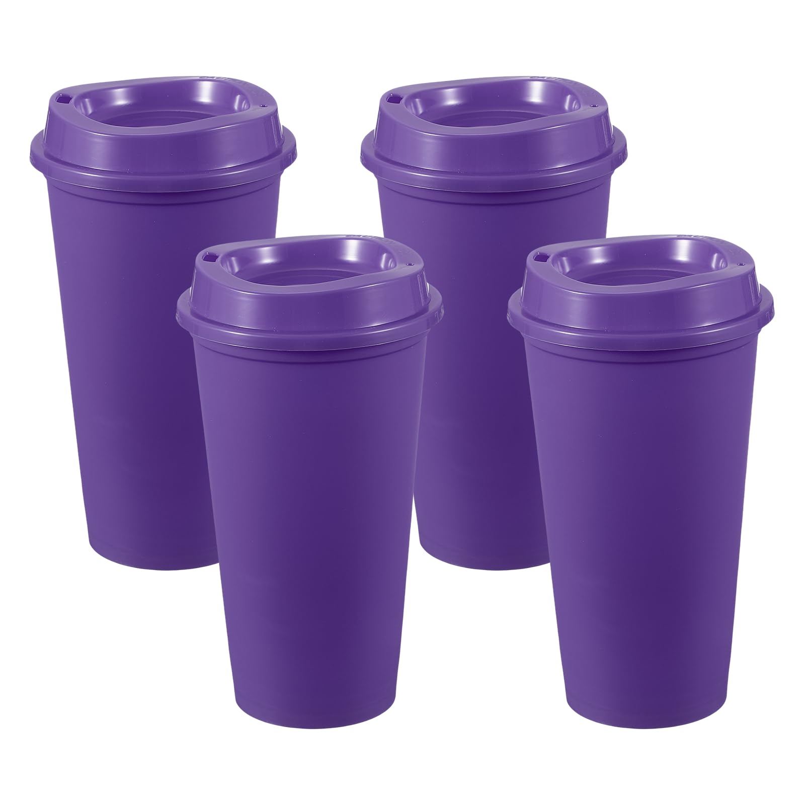 sourcing map 4Pcs Reusable Coffee Cups with Lids, 16oz Travel Coffee Mugs Spill Proof Water Tumblers Drinking Cups for Hot and Cold Drinks Juice Tea, Purple