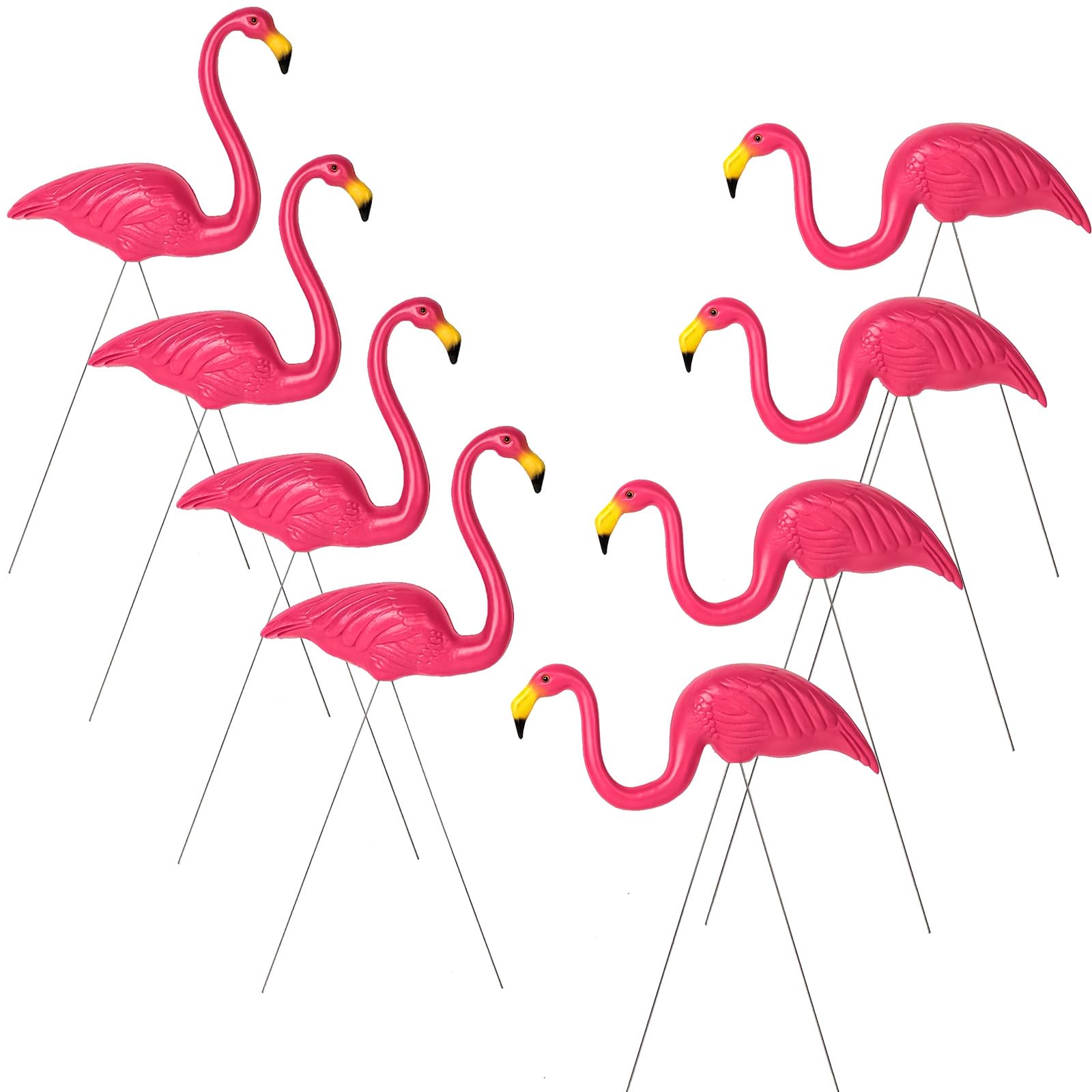 Crystals Flamingo Garden Ornaments – Pair of Pink Flamingo Yard Statues with Ground Spikes – Durable Weatherproof PE Decoration for Lawn, Patio, or Outdoor Display (8)