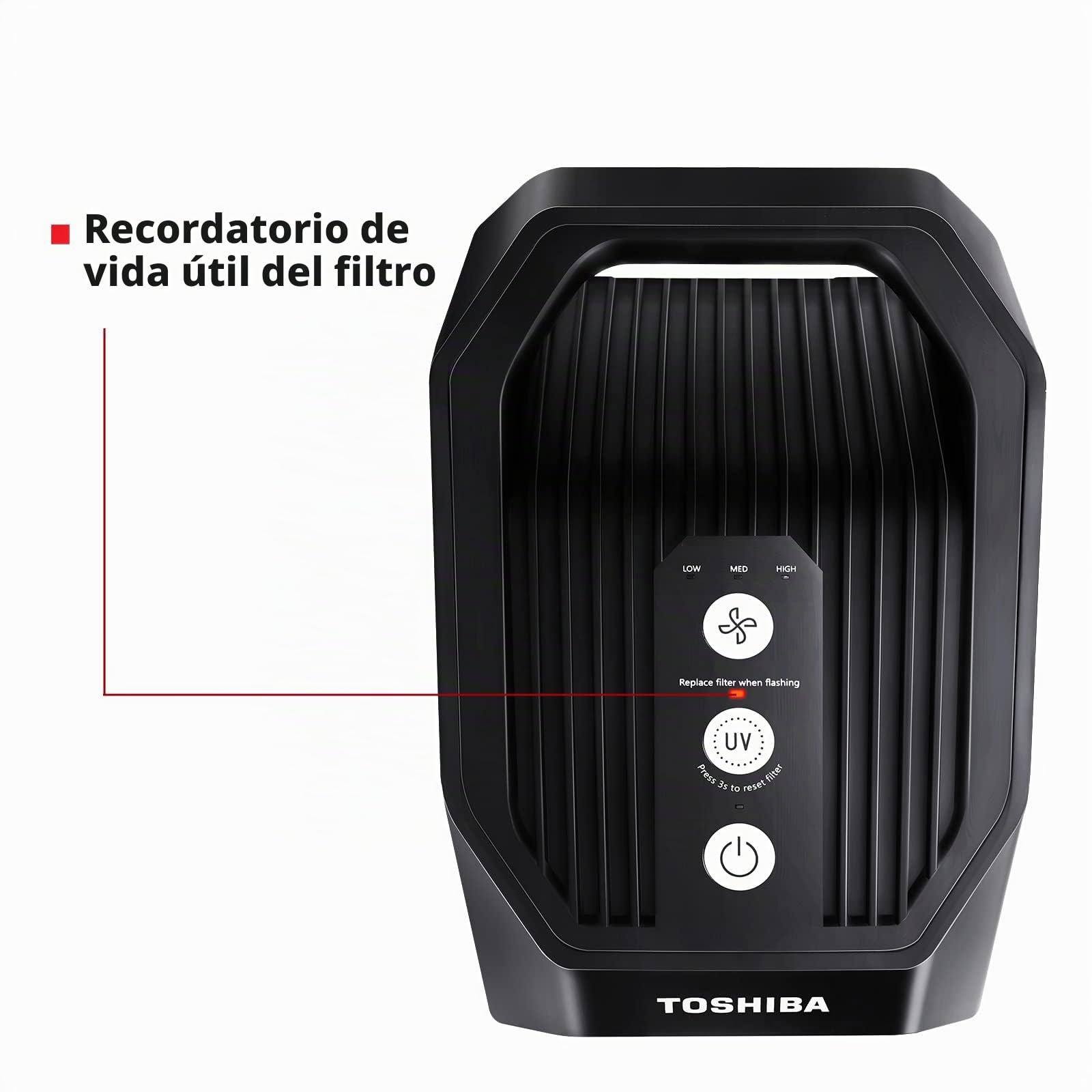 Toshiba Purificador de aire CAF-Z45FR 3 en 1 Air Purifier con filtro HEPA H13, CADR 228 m³/h, filtro de carbón activo, luz UV, 99,7% de efecto de filtración de pelo de animales, polen, polvo