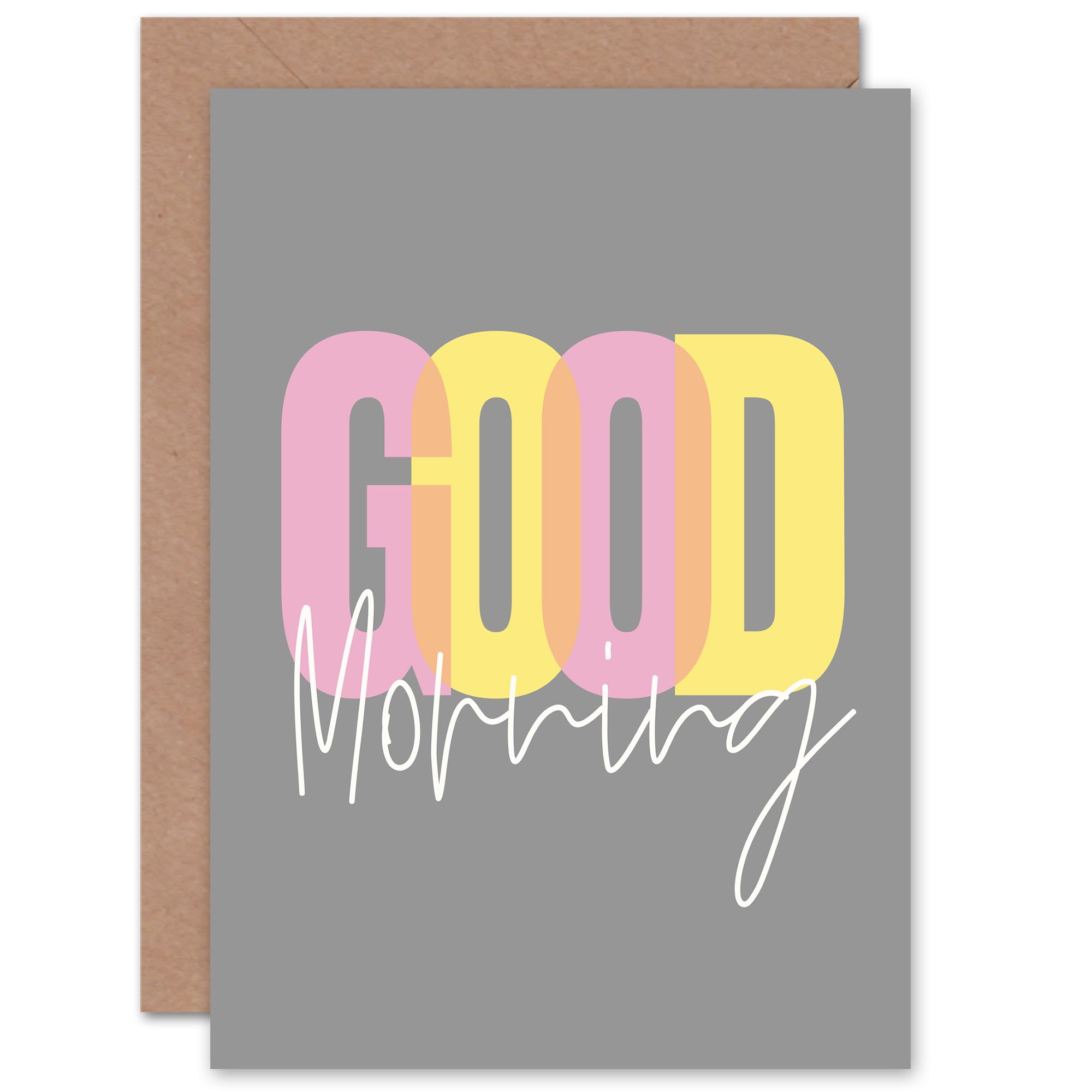 Artery8 Good Morning Quote Grey Bedroom for Him or Her Man Woman Birthday Thank You Congratulations Blank Art Greeting Card