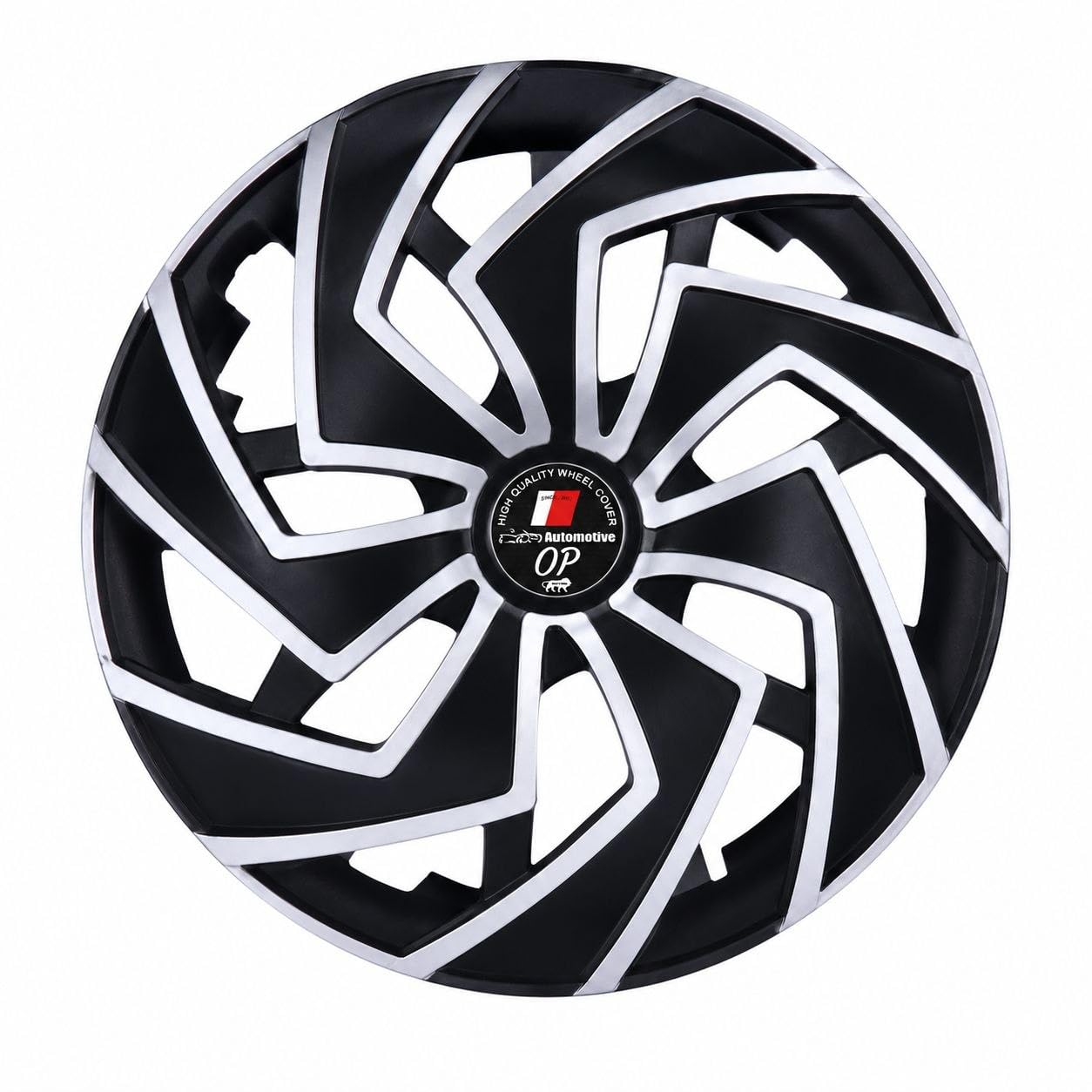 14 Inch Wheel Cover Set of 4, Spyder Style Wheel Caps for Car, Universal Snap-On Fit, Premium Black & Silver Hubcap Covers (14 Inch)-image-45