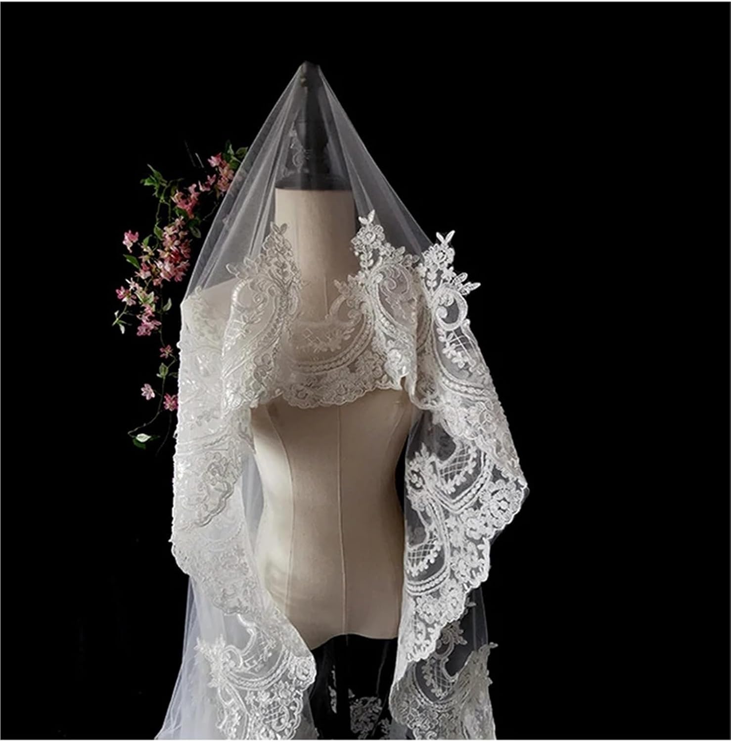 Long Wedding Bridal Veils Appiques Edge 1 T Tulle Cathedral Veil with Comb White Velo De Novia Voile Mariee