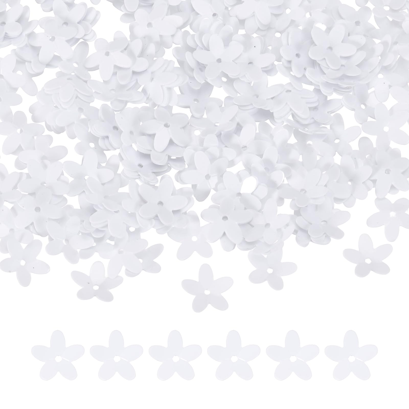 sourcing map 50 Gram Flower Loose Sequins, 10 mm Glitter Sequins Paillettes Bead for Clothing Accessories Embroidery Sewing DIY Art Crafts Supplies, Dark White