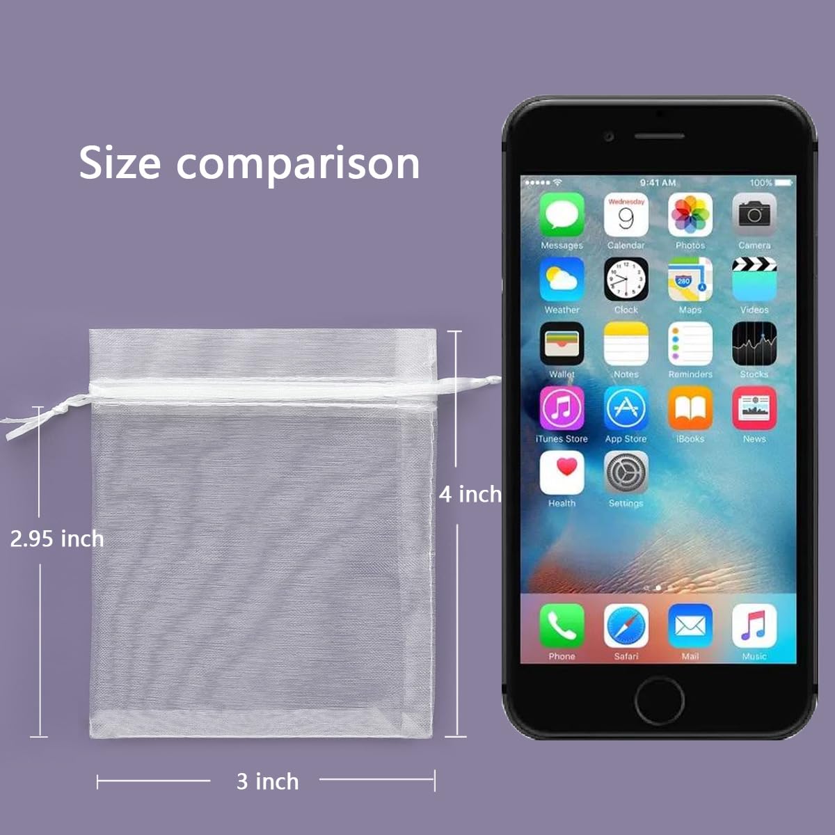 Akstore 50PCS Premium Sheer Organza Gift Bags, 3X4 inch (usable size: 3 x 2.9 inches) Elegant Jewelry Pouches (White)