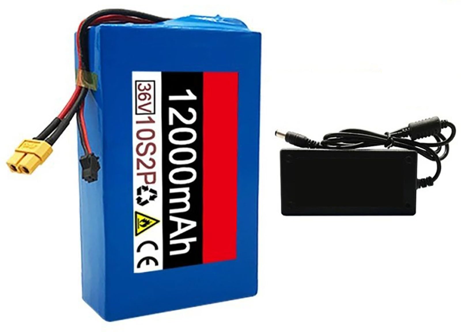 E-Bike Pedelec Akku 36V 12Ah Fahrrad Akkupack, 10S2P Wasserdichter PVC-Akku Eingebauter BMS 36V Elektro-Fahrrad Batterie Mit Ladegerät Für 50W-350W Motor