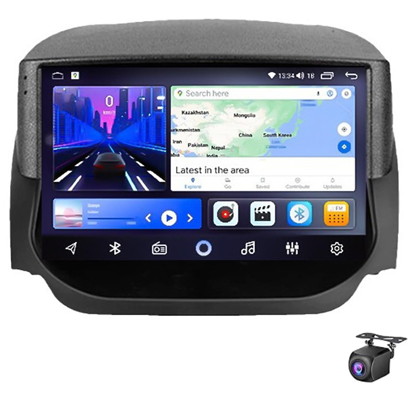 9" Touchscreen Car Radio Stereo for Fo-rd EcoSport 2014-2018 with Wireless CarPlay & Android Auto,Built in Bluetooth, GPS Navigation, WiFi, Mirror Link, SWC, FM, EQ+ Backup Camera(Size:4Core 2+32G)