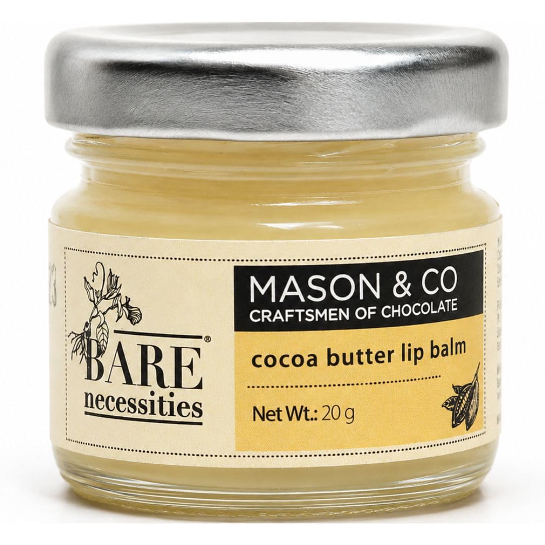 Bare Necessities x Mason & Co Cocoa Butter Lip Balm, Deeply Nourishes & Moisturizes Dry, Chapped Lips, Organic Shea Butter & Cacao Butter, Natural Vegan Lip Care for Men & Women, 20g
