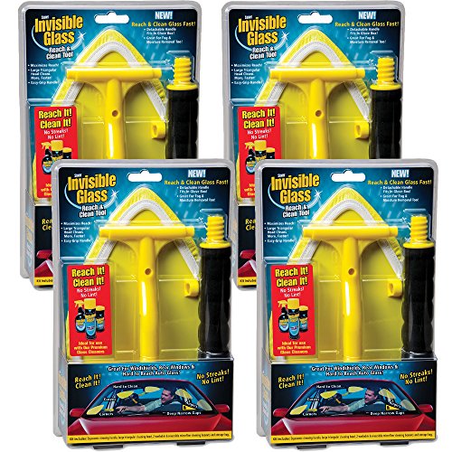 Invisible Glass 95160-4PK Reach & Clean Glass Windshield Cleaner Tool Kit for Auto Windshield, Trucks, SUVs, RVs, and Windows, Pack of 4