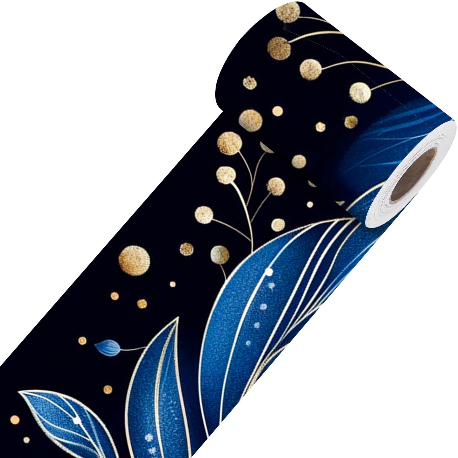 Nuxovilar Dark Blue Gold Botanical Peel Stick Wall Border PVC 3.94x16.4'