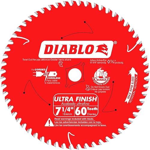 Freud D0760X Diablo Ultra Finish Hoja de sierra ATB de 7-14 pulgadas por 60t 58 pulgadas, paquete de 2