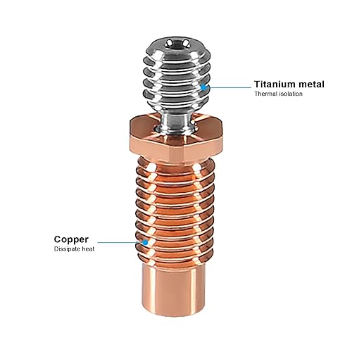 Miniatura 3 de 3 piezas de metal para impresora 3D V6-TCrazy Heat Break de titanio y cobre para impresora 3D V6 Hotend de 0.069 in, accesorios de impresora 3D