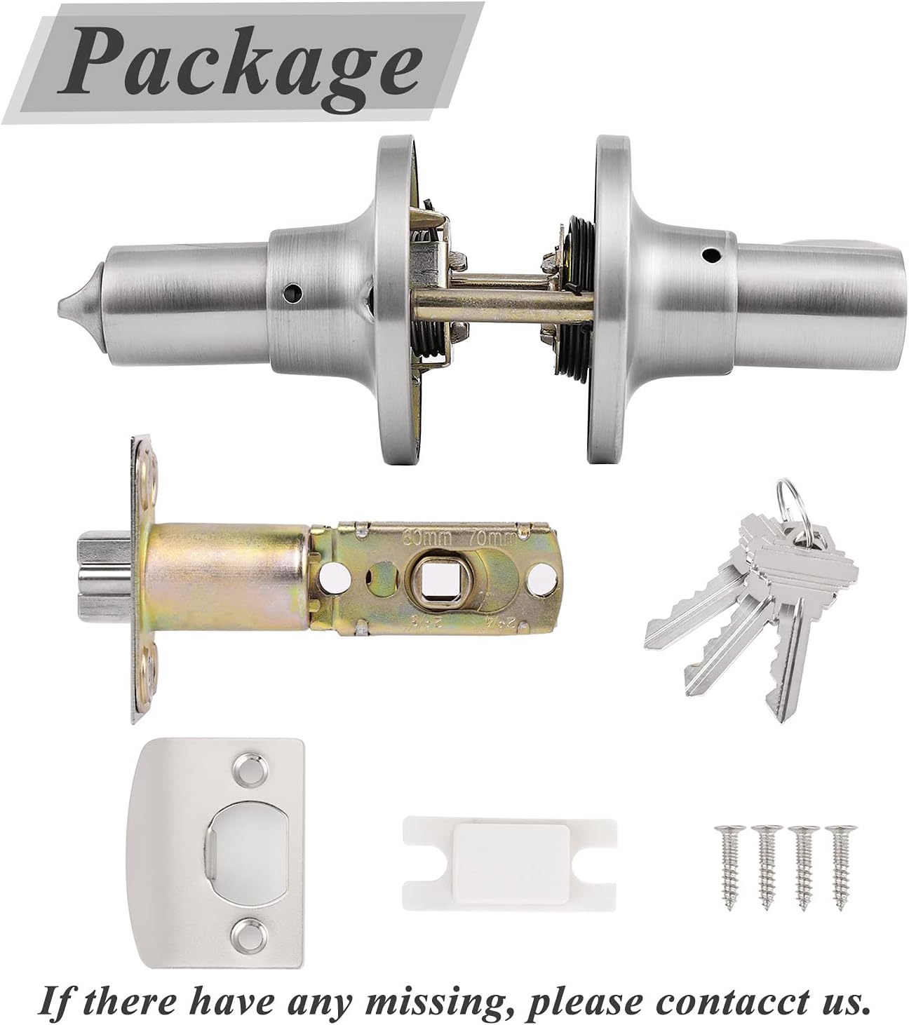 Probrico Keyed Alike Entry Door Levers Modern Flat Style Door Handles, Satin Nickel Entrance Door Locks for Front Exterior Doors, Reversible for Right & Left Handed Doors, 2 Pack