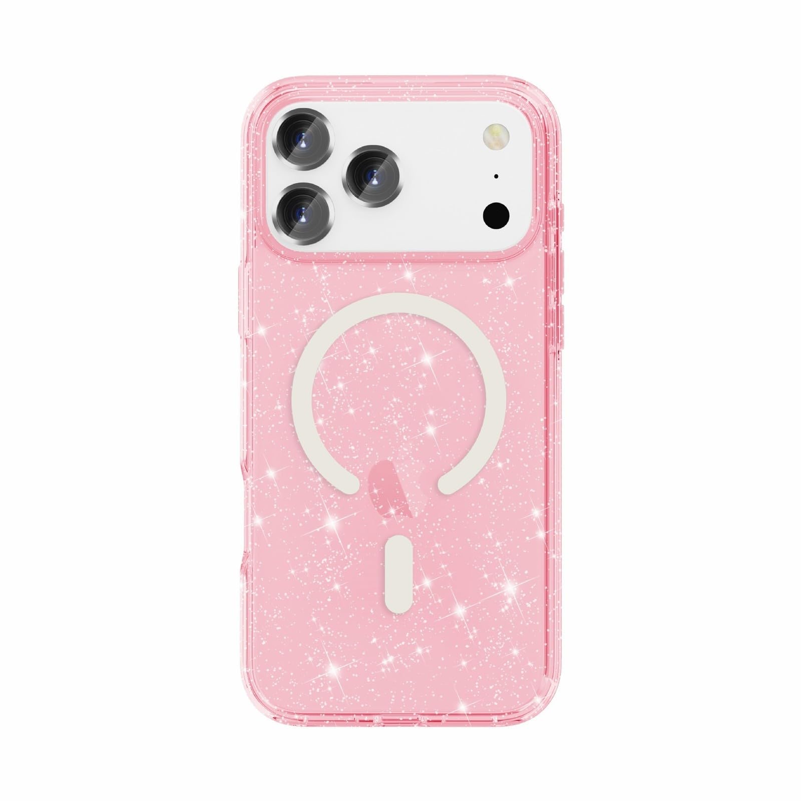Coque iPhone 17 Pro rose pailleté, protection transparente haut de gamme - 7