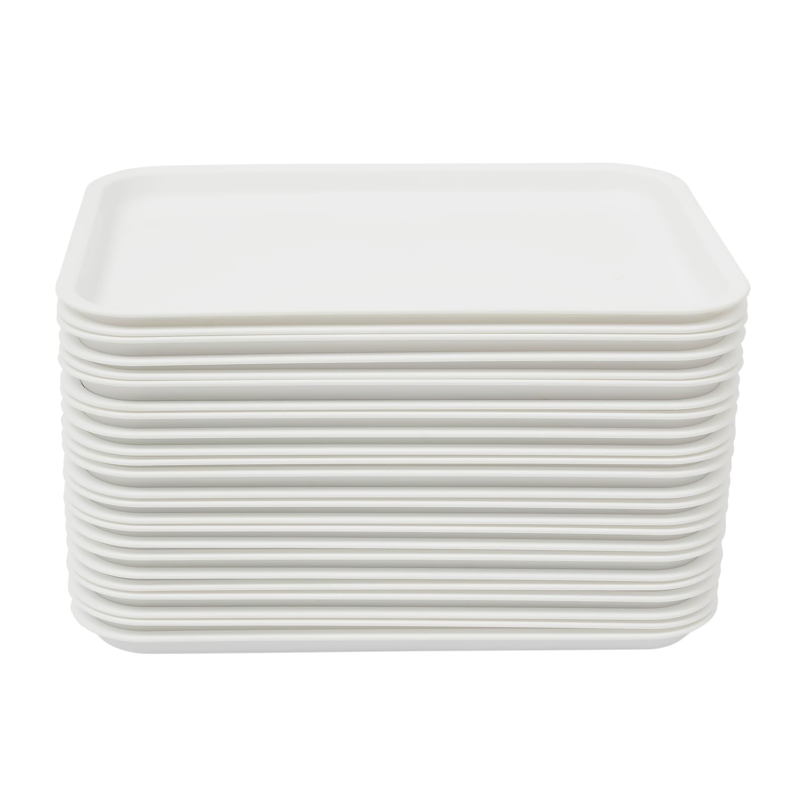 24 vassoi in plastica antiscivolo, resistenti alle temperature per cucina, sala da pranzo, caffè, 360 x 270 x 20 mm, in polipropilene, colore: bianco