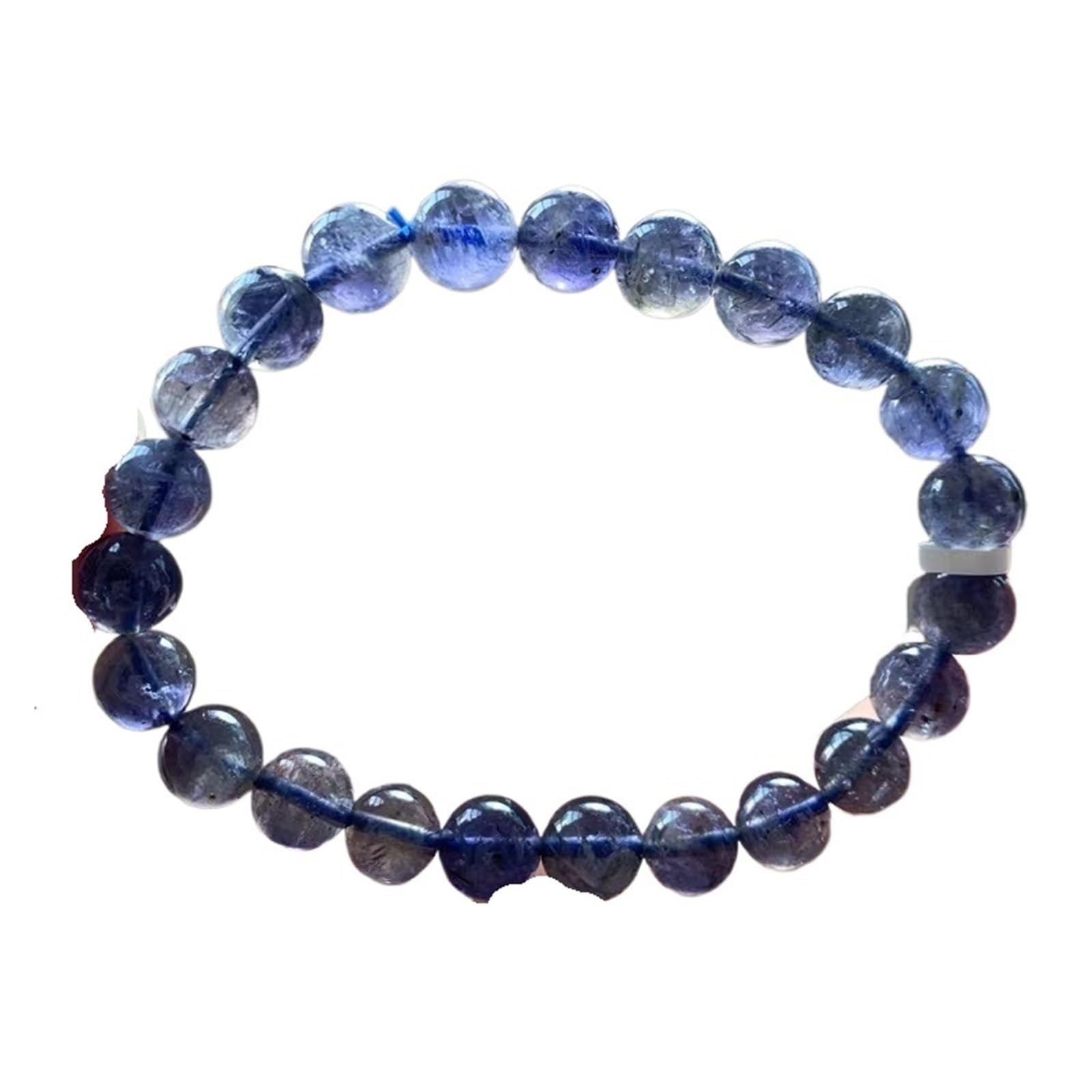 Generico Bracciale elasticizzato blu naturale da donna con perline di cristallo 7 mm 8 9 AAAAA