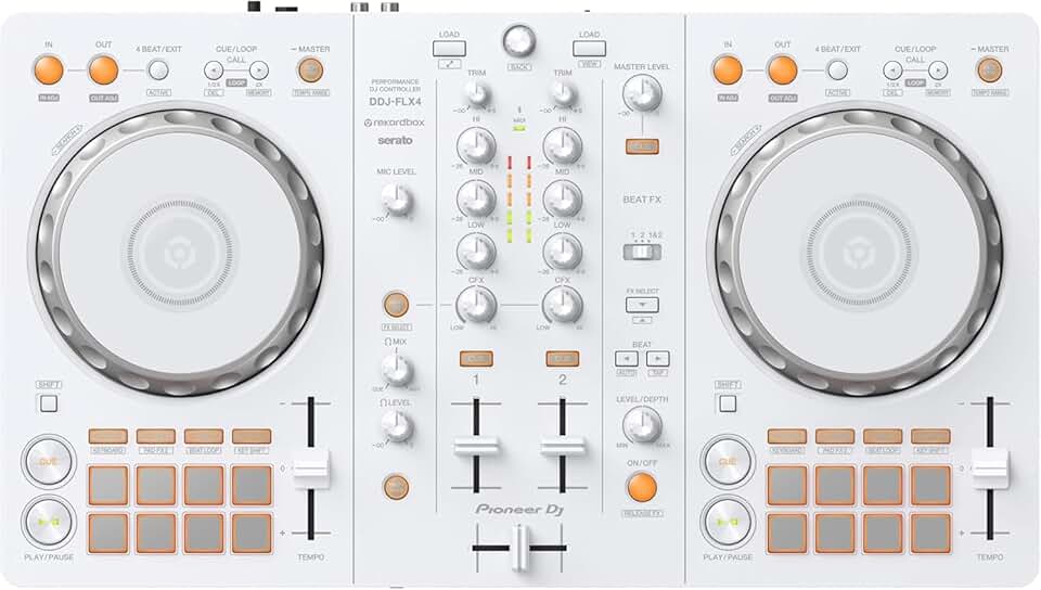 Pioneer DJ Controlador de DJ de 2 canais para Serato & Rekordbox em edição limitada branca.