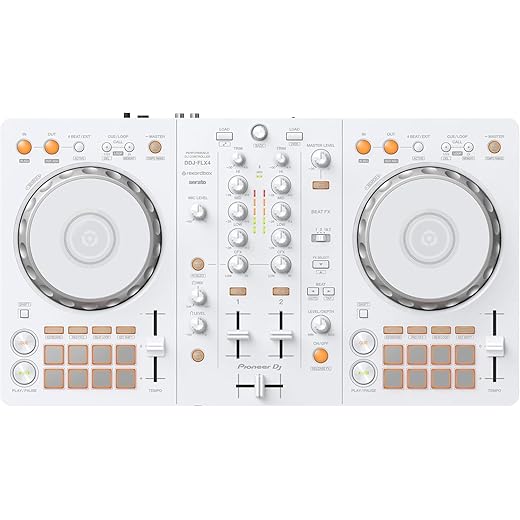 Pioneer DJ DDJ-FLX4 2-deck rekordbox and Serato DJ Controller - White, Limited Edition