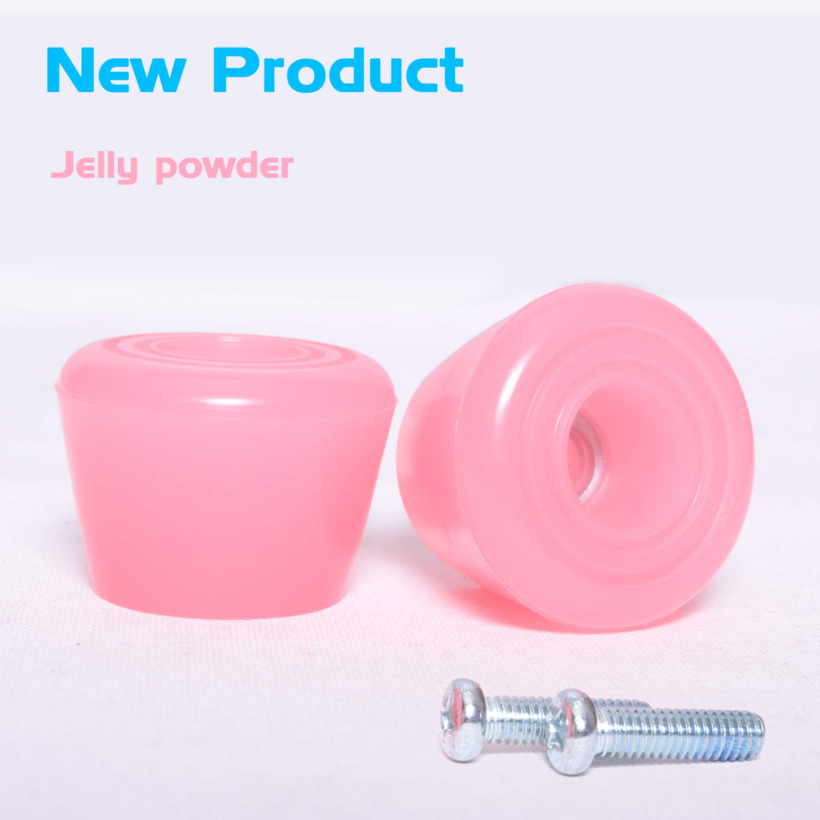 VNAKER PU Rubber Roller Skate Toe Stoppers 1 Pair with Screws Jelly Pink