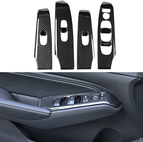 XITER 4 piezas ABS de fibra de carbono para interior de automóvil, cubierta de panel de control de ventana de puerta de automóvil, moldura de