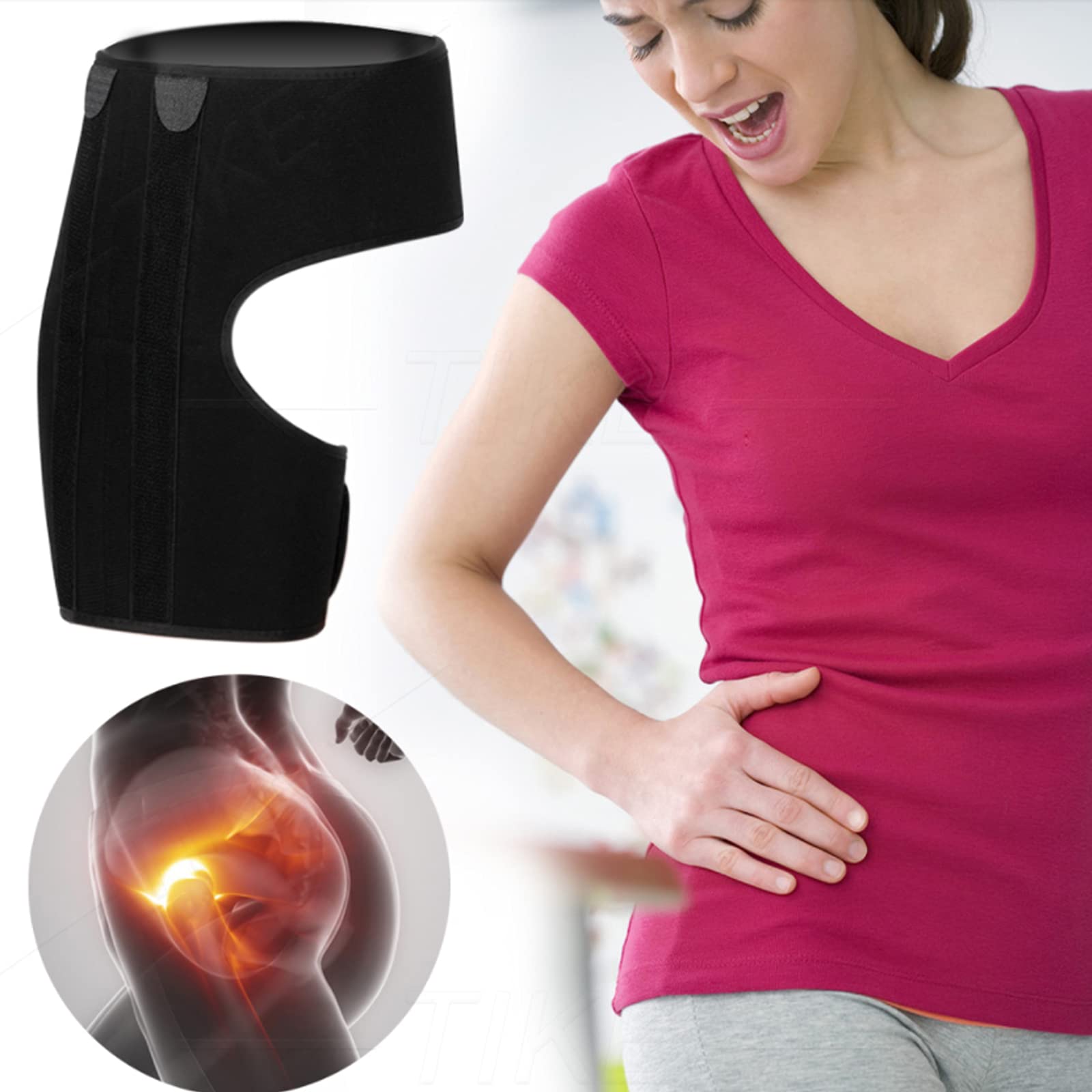 Tutore per Anca Sciatica Tutore per alleviare Il Dolore Coscia per Tendine del Ginocchio Supporto per Compressione Stabilizzatore Avvolgente per artrite inguine Borsite Dolore al Nervo sciatico per