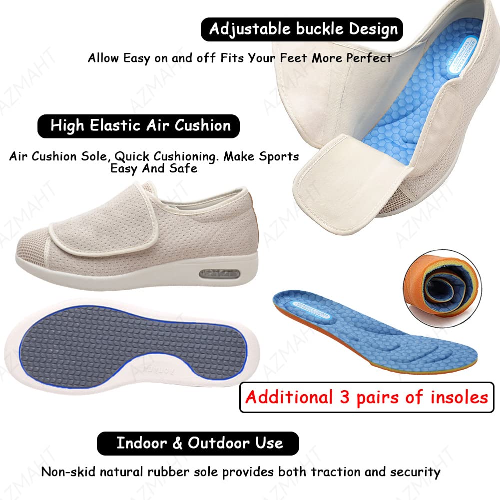 Zapatillas Hombre Anchas Zapatilla para Pies Delicados sin presión, Ligero, Apto ortopédicos para Zapatos de Arco para pies Planos Zapatos ortopédicas de Arco de Soporte,Dark Grey,37 EU