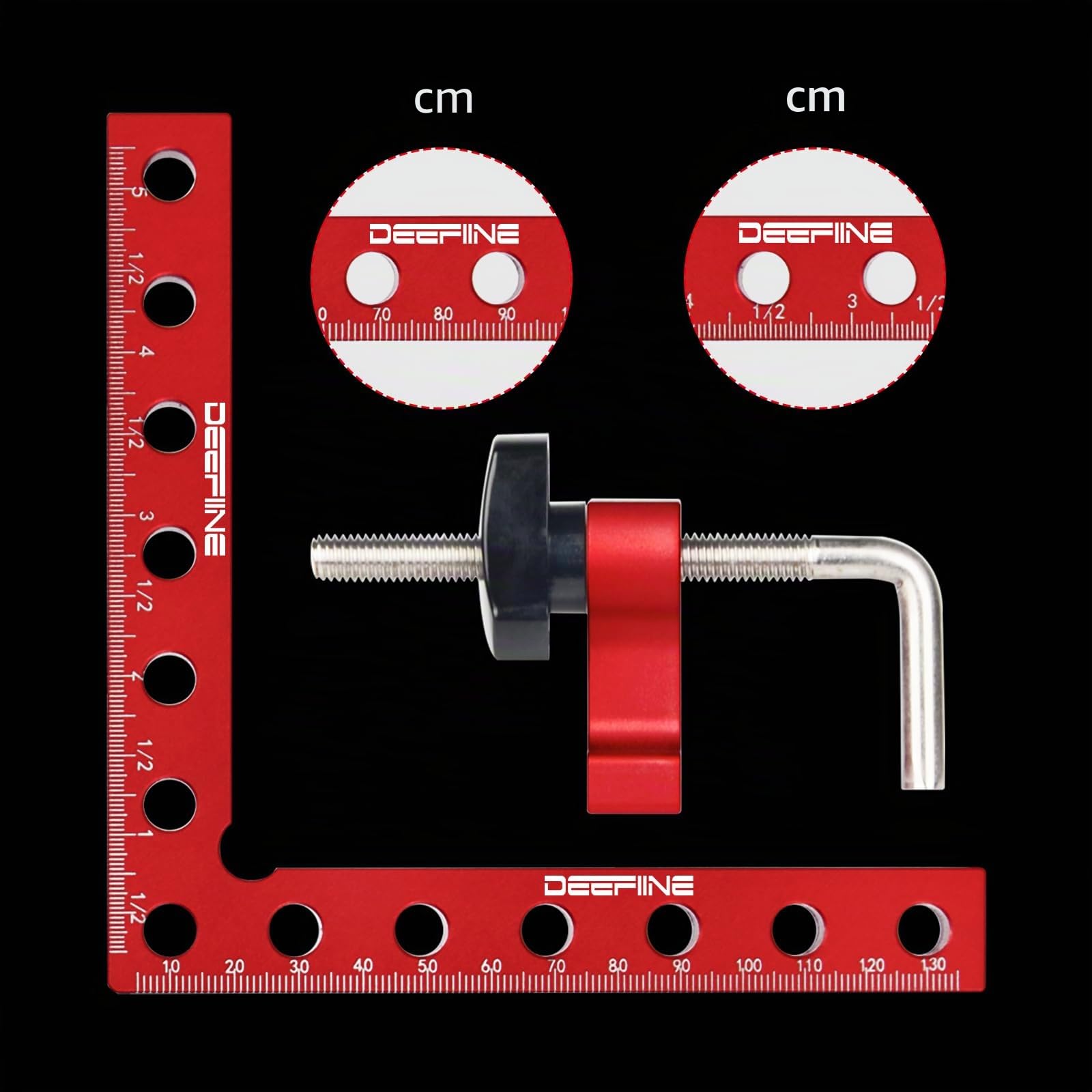 90 Grad Winkel Klemme Positionierwinkel 140mm/5,5 Zoll, 4 Paare Befestigungsclips, Messwinkel Rechtwinklige Klemme für Zimmermannswerkzeug, Winkelspanner für Bilderrahmen Regalschränke (Rot)