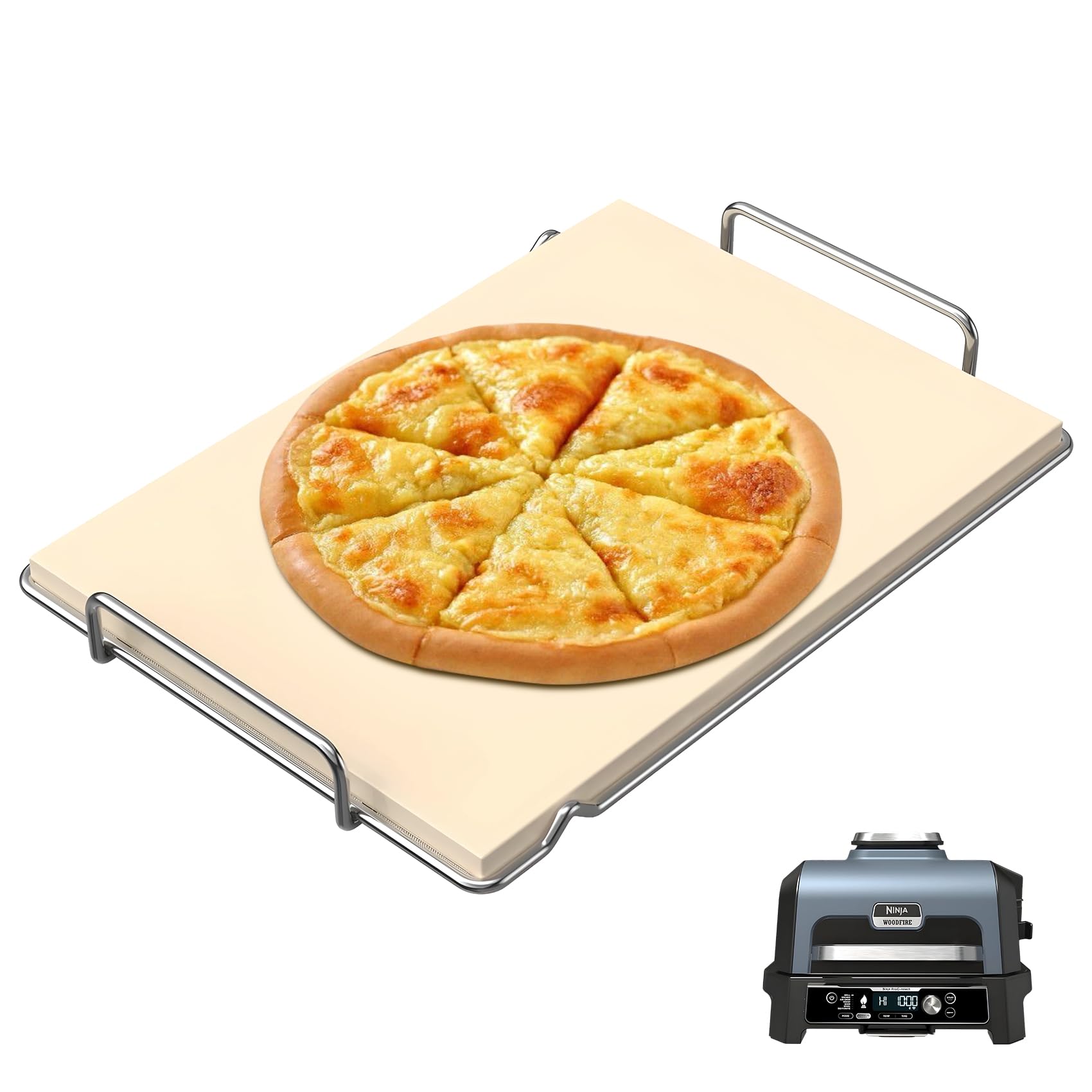 Piedra de pizza con estante para parrilla Ninja Woodfire XL OG800 OG900, accesorios de la serie Woodfire Grill Pizza Stone para Ninja OG951 OG850 OG952 Pro Connect XL Accesorios para parrilla